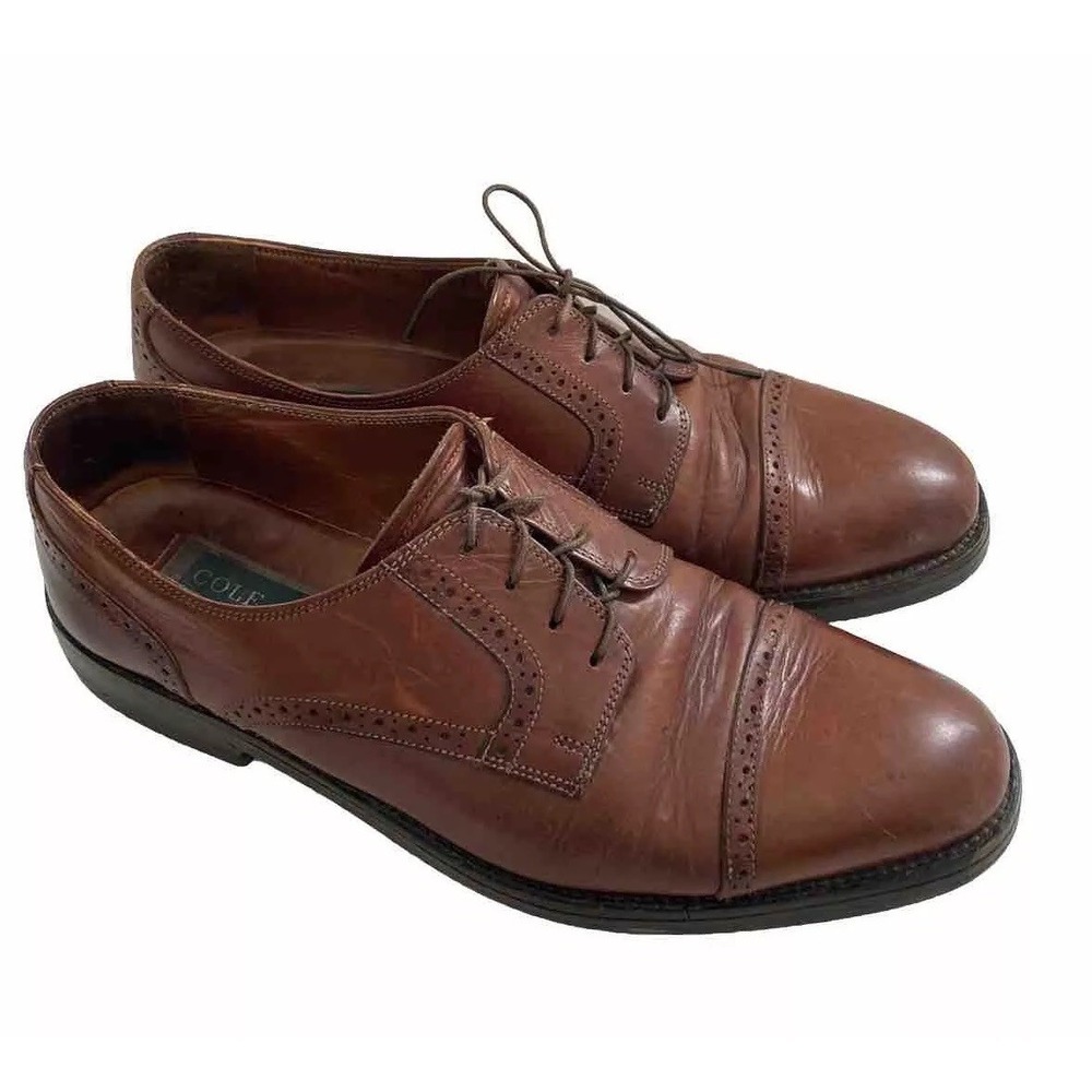 COLE HAAN Mens Size 9 Chestnut Brown Leather‎ Lace Up Oxford Dress Shoes